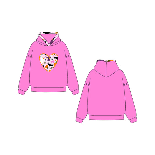 Preorder (moq 5)Baby Girls Hot Pink Long Sleeves Ghosts Hearts Hoodies Top