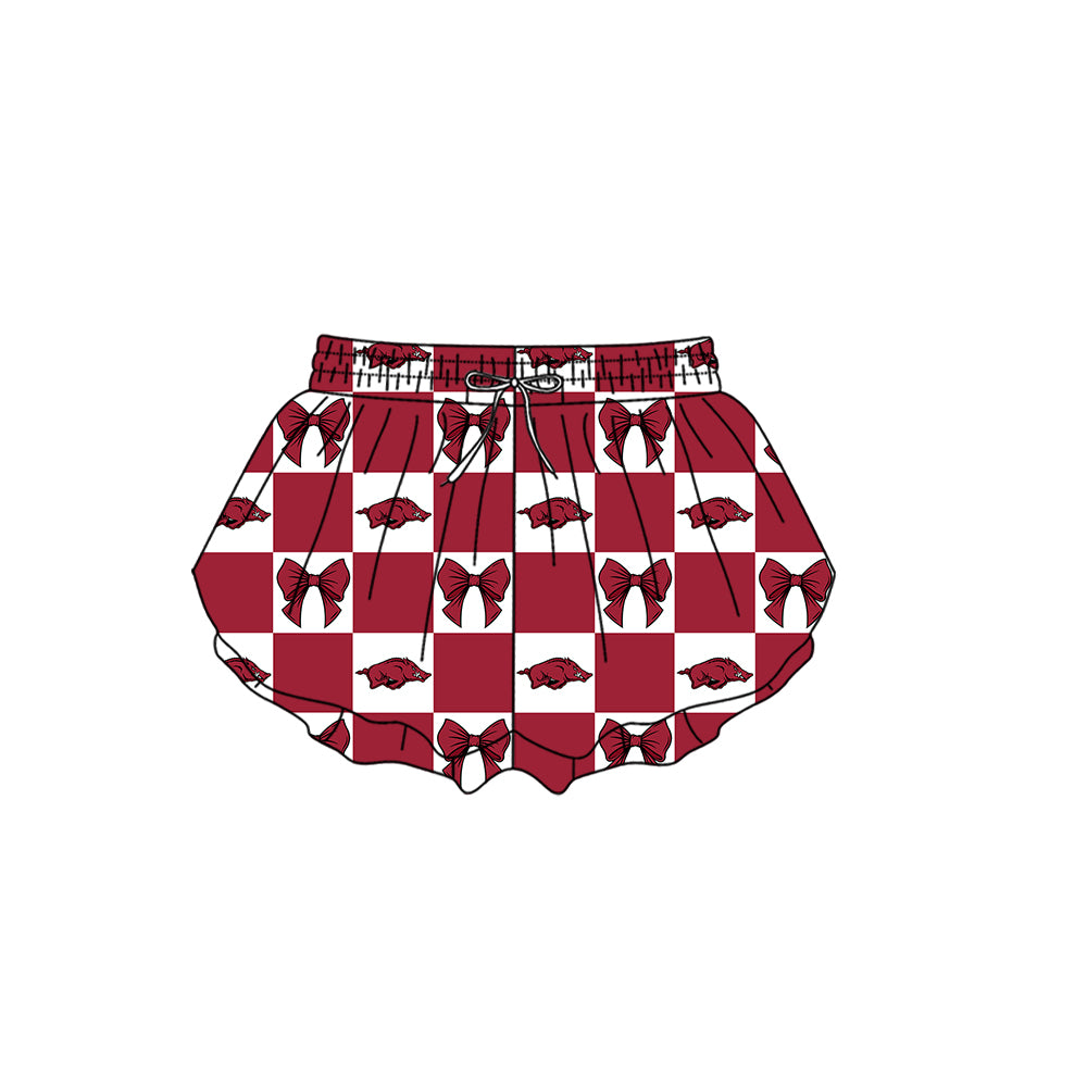 Preorder (moq 5)Baby Girls Red Bulls Bows Team Ruffle Shorts Bottom