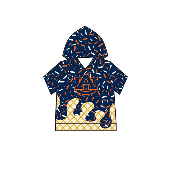 Preorder (moq 5)Baby Boys Short Sleeves Navy AU Team Hoodies Top