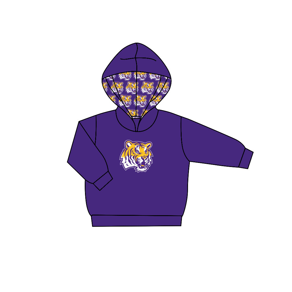 Preorder (moq 5)Baby Boys Purple Long Sleeves Tigers Team Hoodies Top