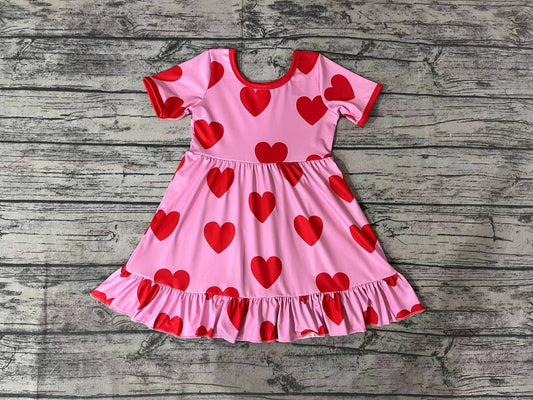 Baby Girls Valentines Red Hearts Knee Length Dresses