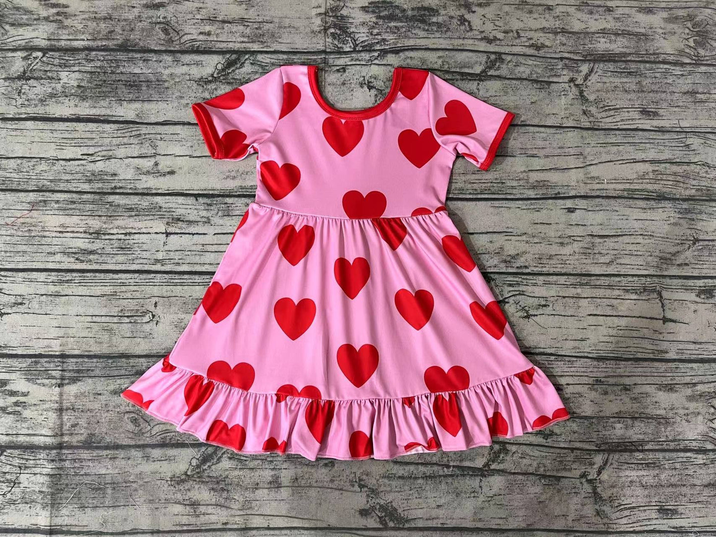 Baby Girls Valentines Red Hearts Knee Length Dresses