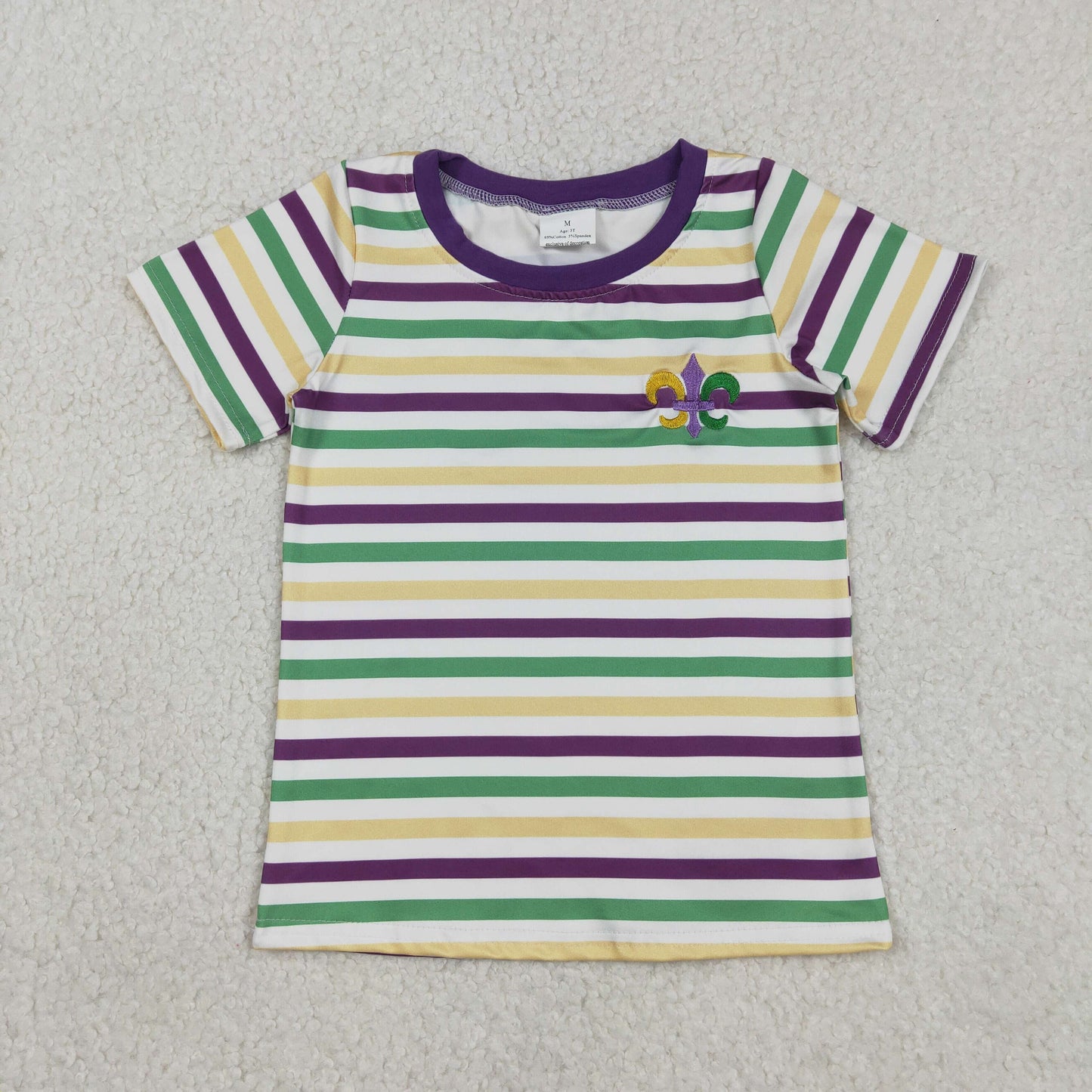 Embroidery Anchors Baby Boys Mardigras Stripes T-shirts Top