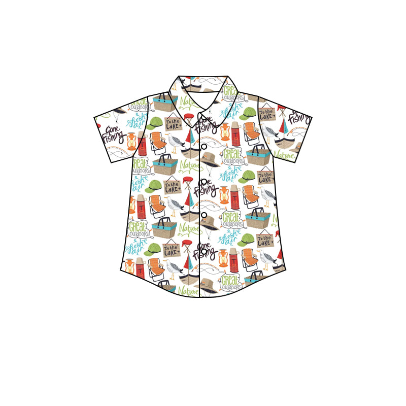 Preorder (moq 5)Baby Boys Short Sleeve Fishing Hunting Button Shirts Top