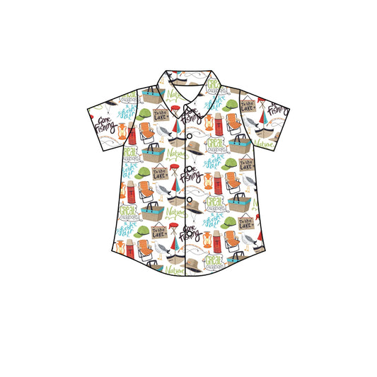 Preorder (moq 5)Baby Boys Short Sleeve Fishing Hunting Button Shirts Top
