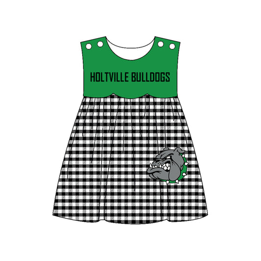Preorder moq 5 Baby Girls Holtville bulldogs Team Knee Length Dresses