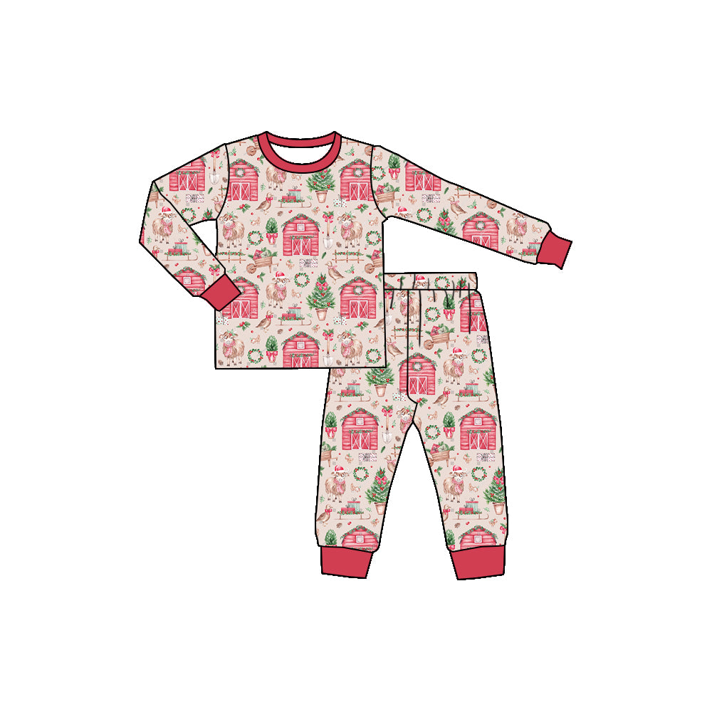 Preorder (moq 5)Baby Boys Christmas Tree Farm Shirts Pants Pajamas Sets