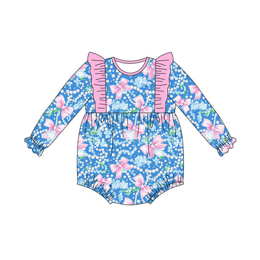 Preorder (moq 8)Baby Girls Flowers Bows Ruffle Rompers