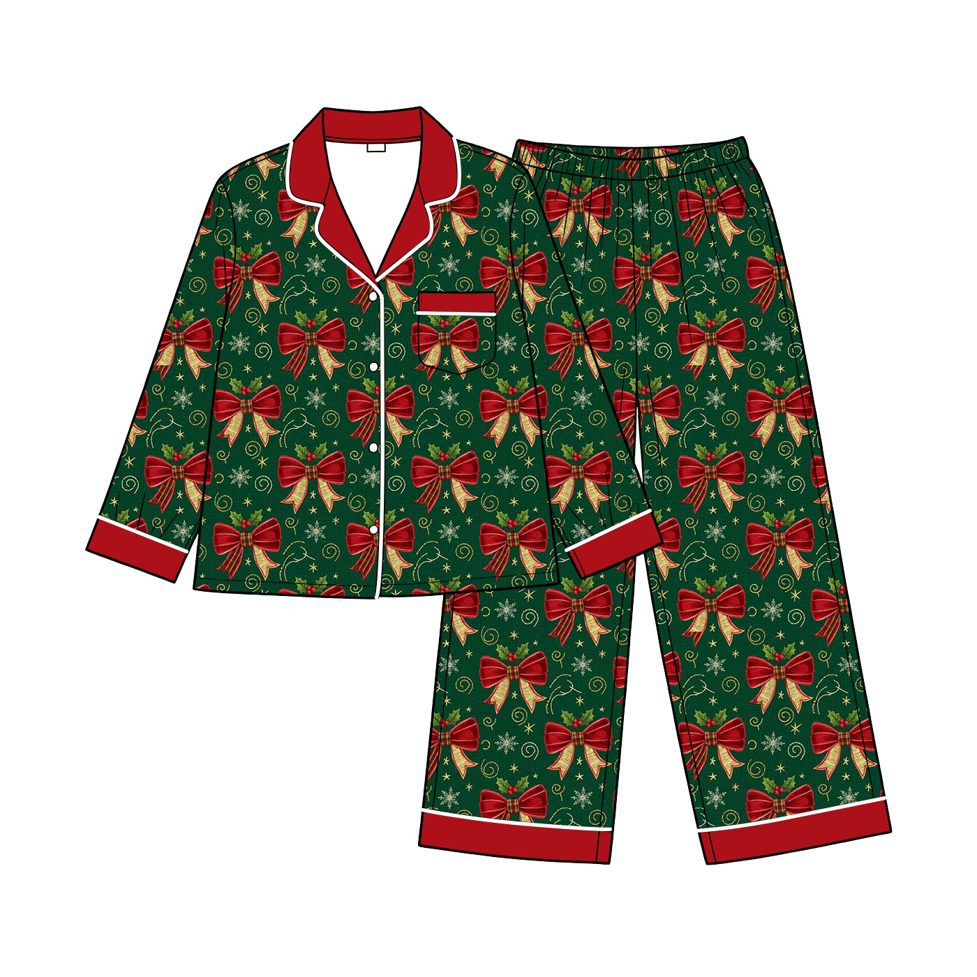 Preorder(moq 5) Women Christmas Pajama Set 2-Piece V-Neck Elastic Waist Breathable Casual  Full-Length