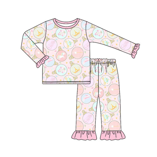 Preorder (moq 5)Baby Girls Cartoon Horses Lights Top Ruffle Pants Clothes Set