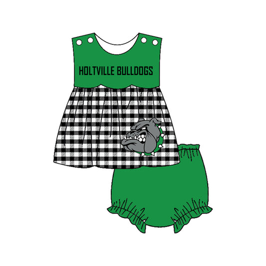 Preorder moq 5 Baby Girls Holtville bulldogs Bummies Shorts Team Clothes Set