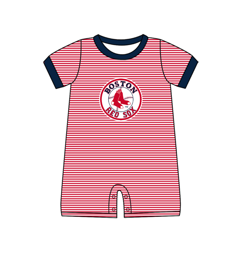Preorder (moq 5)Baby Boys Short Sleeve Boston Red Sox Team Rompers