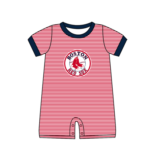 Preorder (moq 5)Baby Boys Short Sleeve Boston Red Sox Team Rompers
