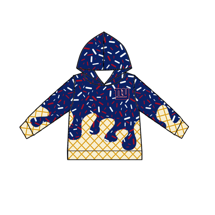 Preorder (moq 5)Baby Boys Long Sleeves Drip Navy NY Team Hoodies Top