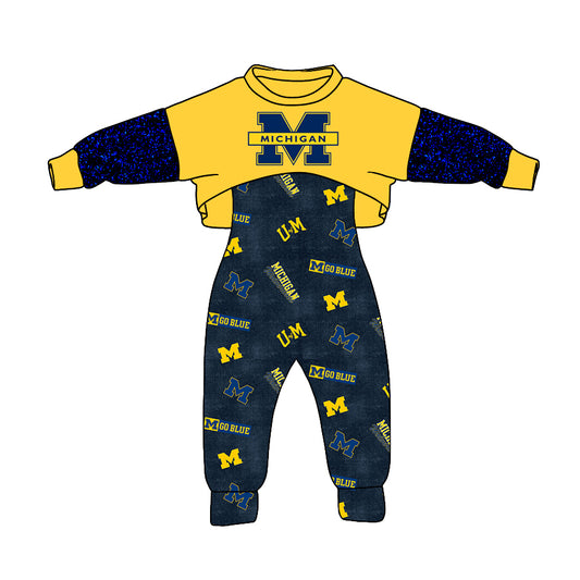 Baby Girls Spring Fall Team 15 Design 2pcs Jumpsuits Clothes Sets preorder(moq 5)