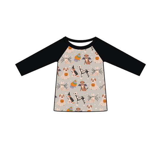 Preorder (moq 5)Baby Boys Long Sleeve Dogs Ghost Pumpkins Halloween T-shirts Top