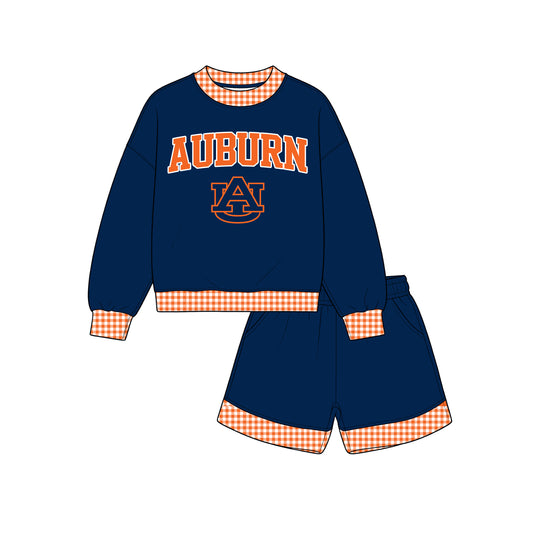 Preorder(moq 5)Baby Boys Long Sleeve Auburn Top Pockets Shorts Team Clothes Sets