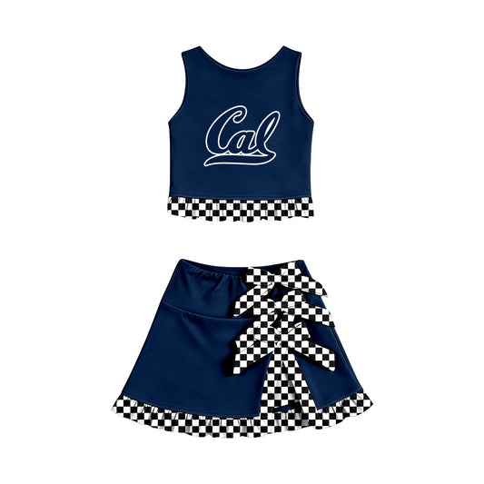 Preorder(moq 5)Baby Girls Bears Vest Top Bows Skirt Short Team Clothes Sets