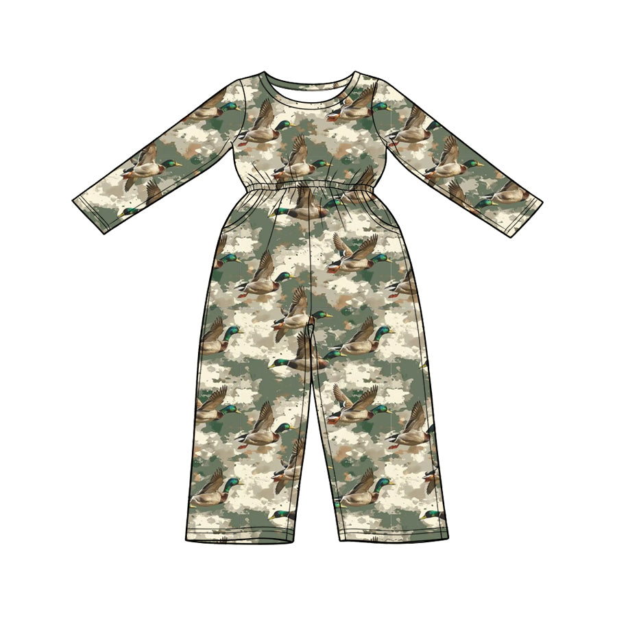 Preorder (moq 5) Baby Girl Clothes Mallard Duck Camo Print Long Sleeve Jumpsuit