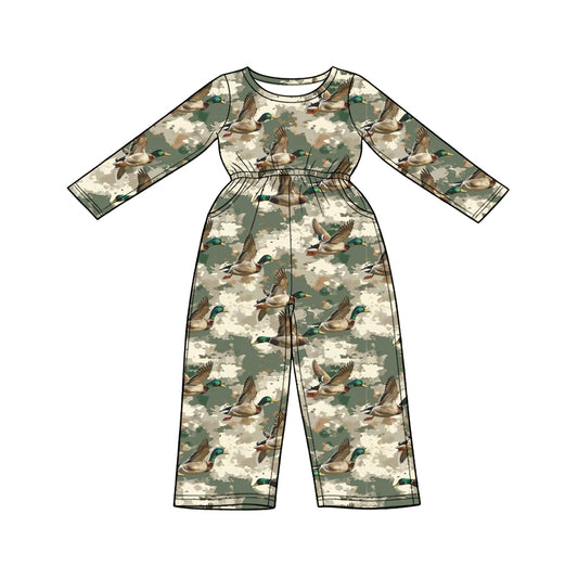 Preorder (moq 5) Baby Girl Clothes Mallard Duck Camo Print Long Sleeve Jumpsuit