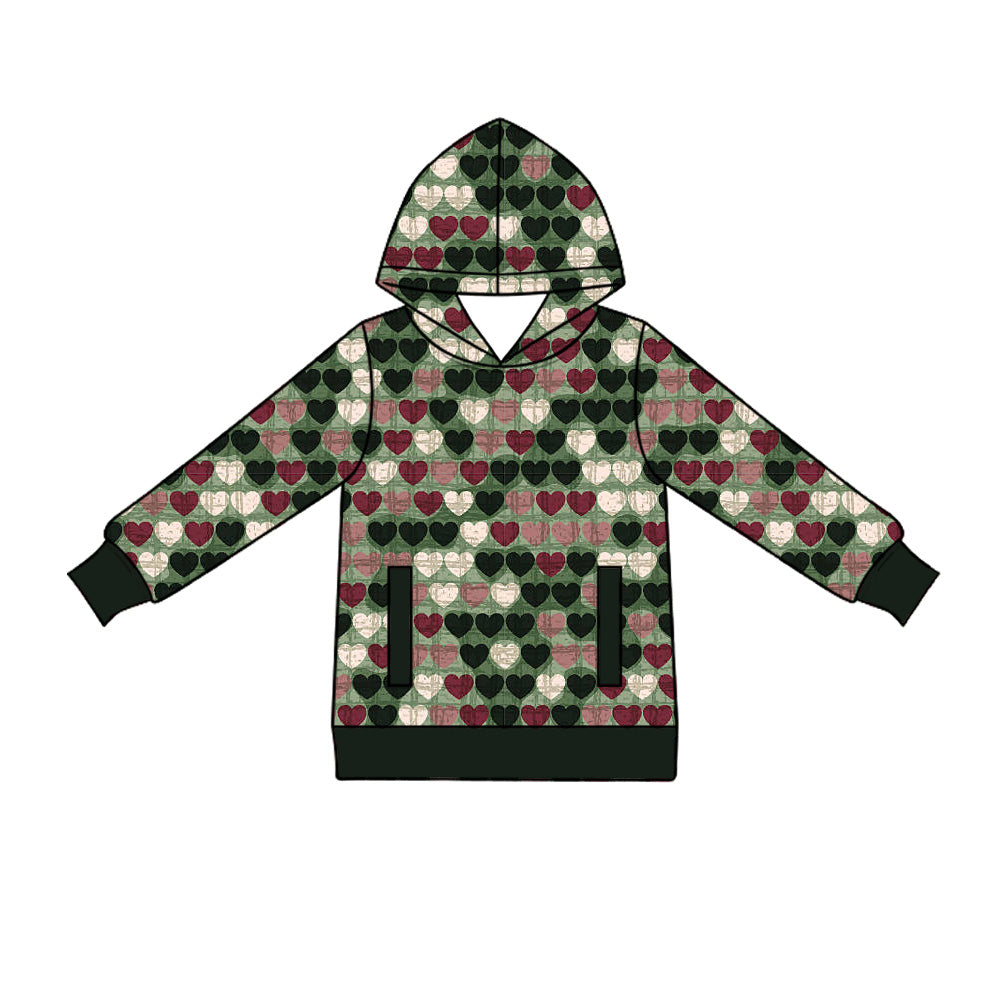 Preorder (moq 5) Adult Women Colorful Hearts Valentines Pockets Hoodies Top