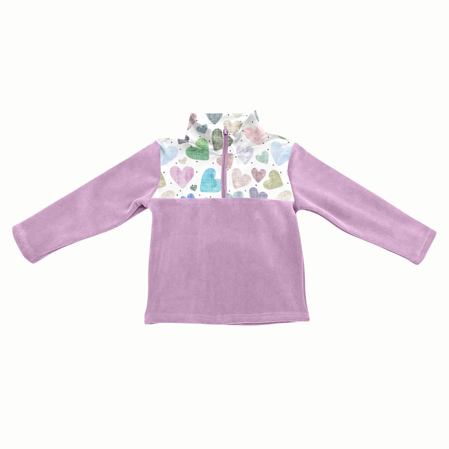 Preorder(moq 5) Baby Girls Colorful Hearts Half Zipper Valentines Pullovers Sweater Tops