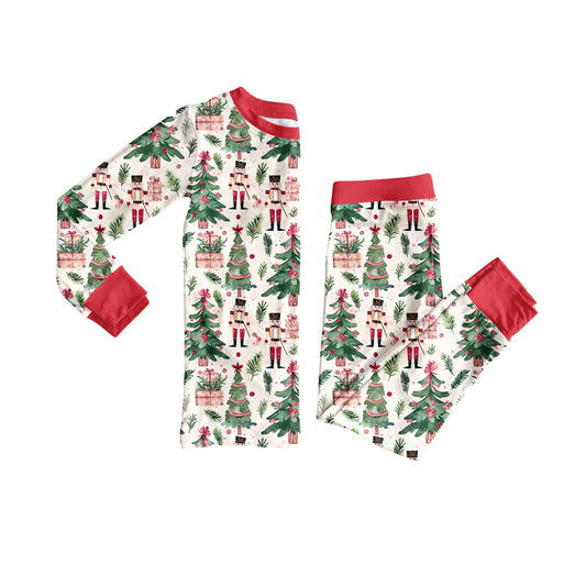 Preorder (moq 5)Baby Girls Christmas Trees Soldiers Plaid Top Pant Pajamas Set