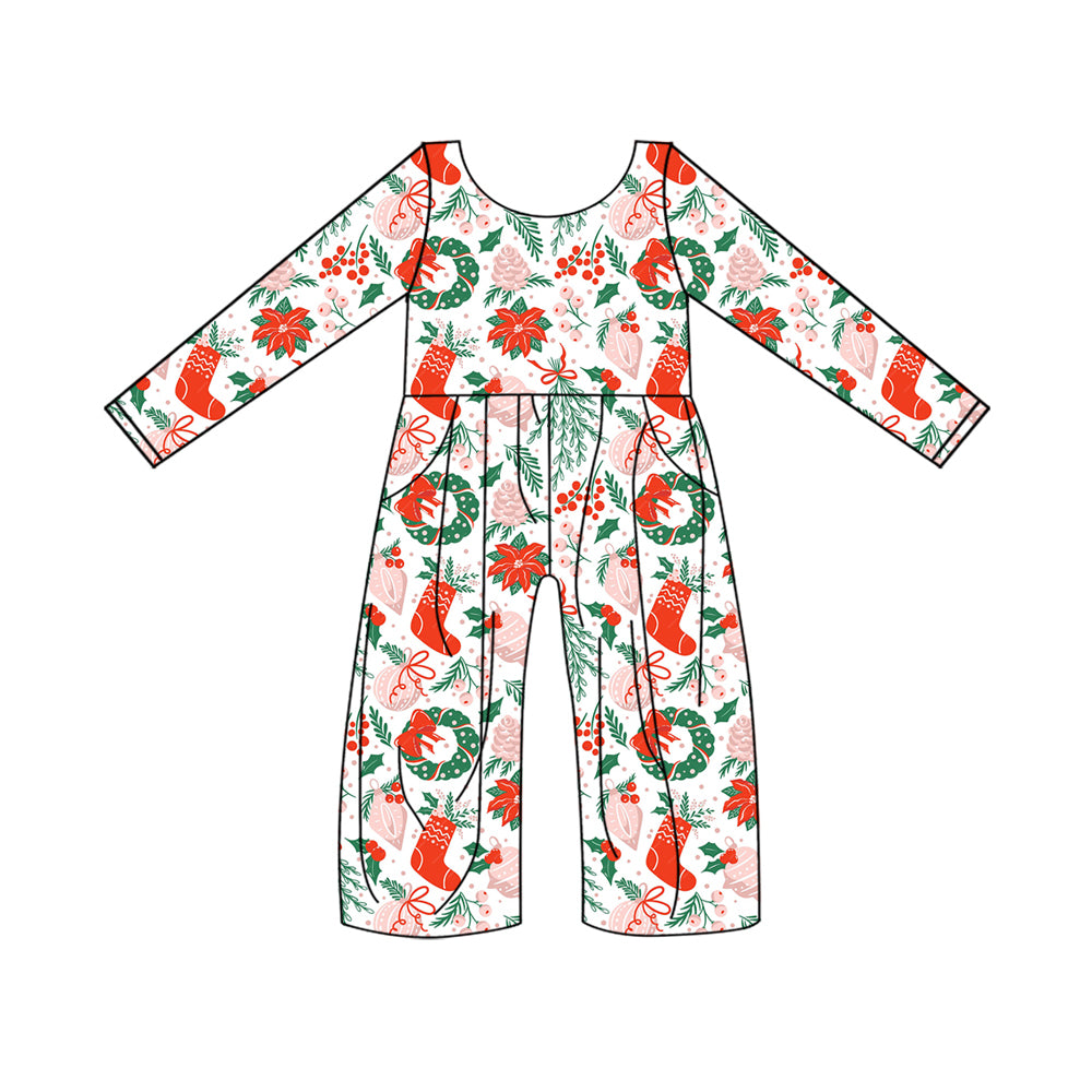 Baby Girls Christmas Tree Long Sleeve Jumpsuits Preorder(moq 5)