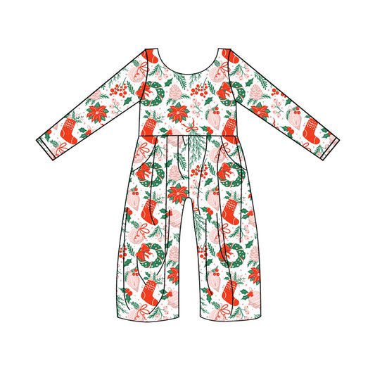 Baby Girls Christmas Tree Long Sleeve Jumpsuits Preorder(moq 5)