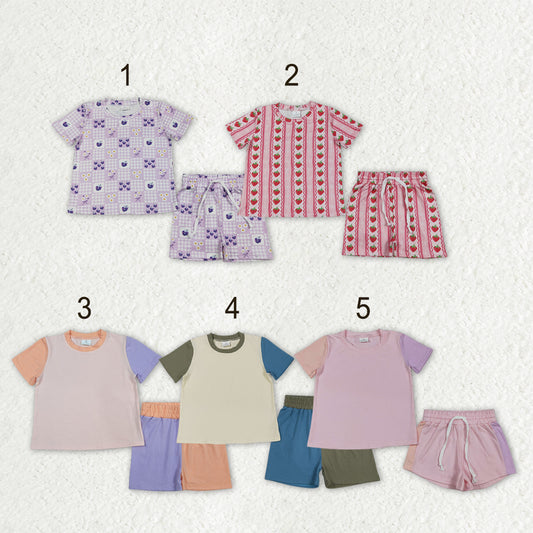 Sibling Baby Kids Patchwork Flowers Shirt Top Shorts Slouchy Clothes Sets