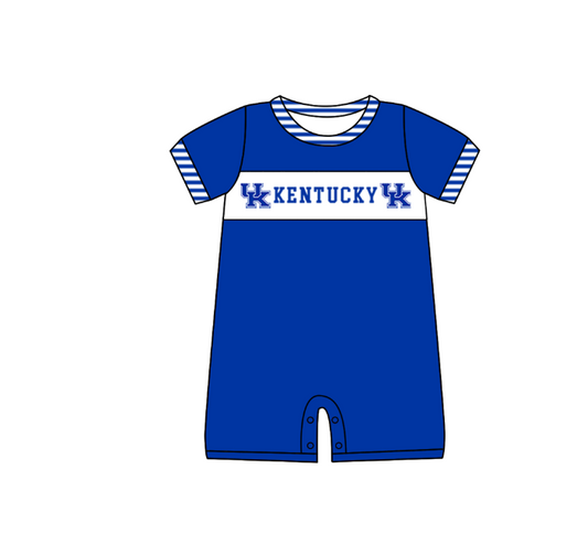 Preorder (moq 5)Baby Boys Blue Short Sleeve Kentucky Team Rompers