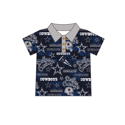 Baby Boys Cowboys Team Buttons Short Sleeve Tee Shirts Tops Preorder(moq 5)