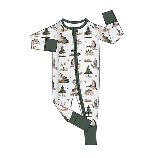 Baby Infant Boys Ducks Mallard Hunting Zip Rompers preorder(moq 5)