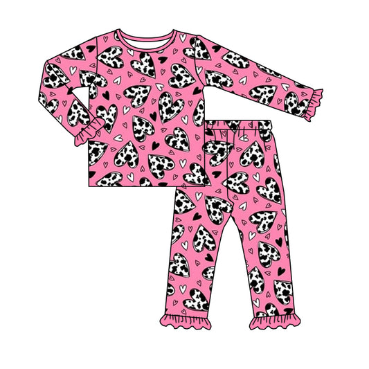 Baby Girls Western Valentines Hearts Top Pants Pajamas Clothes Sets preorder(MOQ 5)