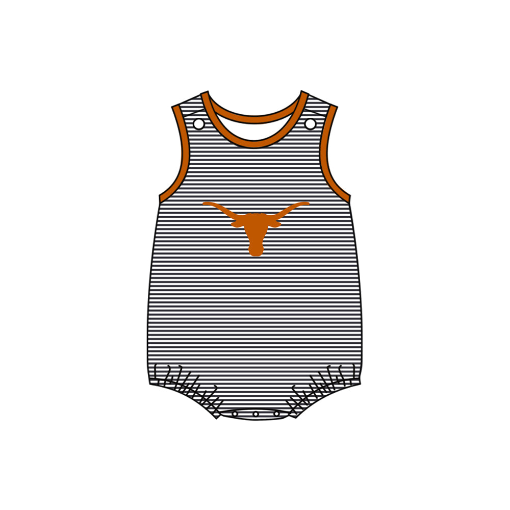 Preorder(moq 5)Baby Infant Boys Longhorn Teams Sleeveless Rompers