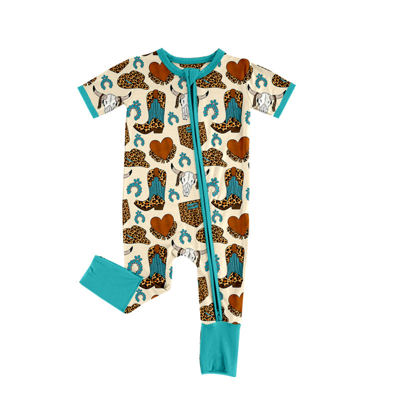 Baby Infant Girls Boots Cows Zip Rompers preorder(moq 5)