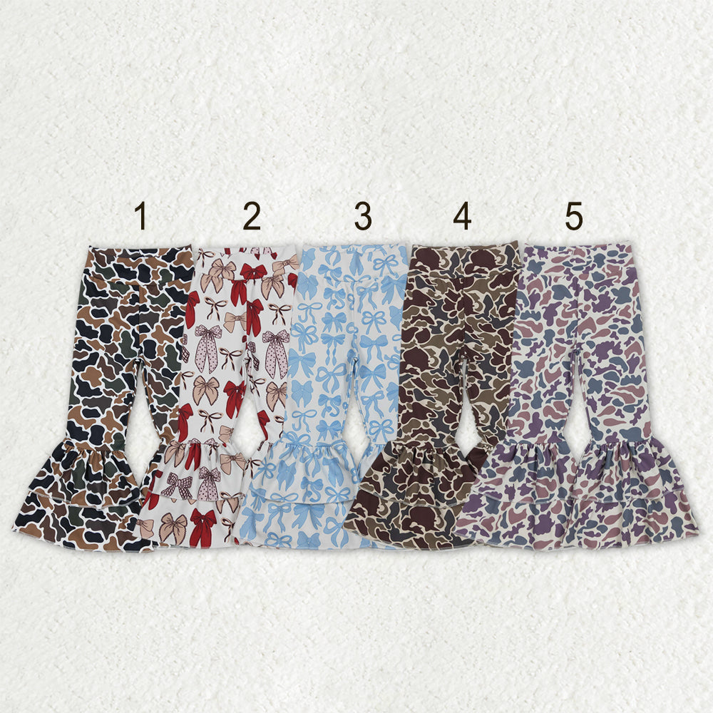Sibling Baby Girls Bows Southern Camo Yoga Active Ruffle Bell Bottom Pants