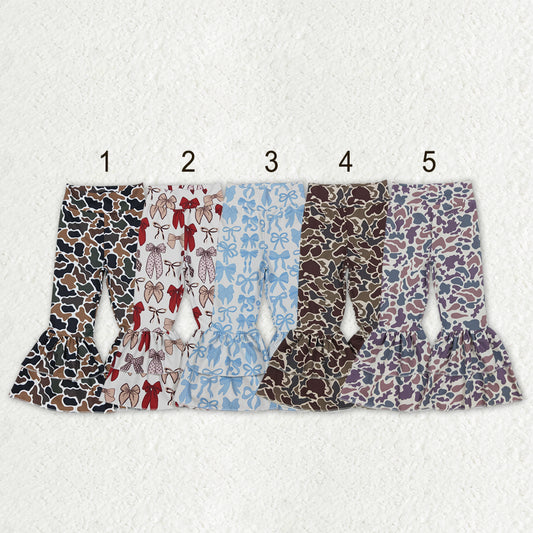 Sibling Baby Girls Bows Southern Camo Yoga Active Ruffle Bell Bottom Pants