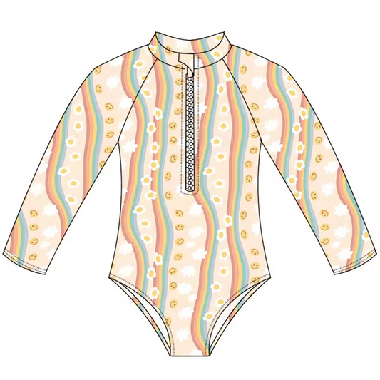 Baby Girls Flowers Stripes One Piece Swimsuits preorder (moq 5)