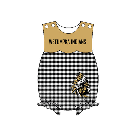 Preorder (moq 5)Baby Girls Sleeveless Wetumpka Indians Ruffle Rompers