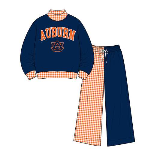 Preorder(moq 5)Baby Boys Long Sleeve Auburn Top Flare Pants Team Clothes Sets