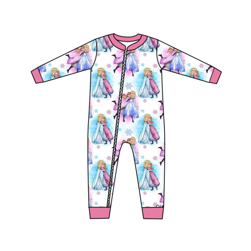 Baby Girls Long Sleeve Princess 10 Zip Rompers preorder(moq 5)