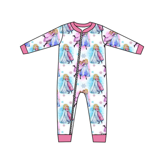 Baby Girls Long Sleeve Princess 10 Zip Rompers preorder(moq 5)