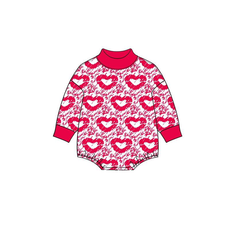 Preorder (moq 5) Baby Girls Hearts Camo Valentines Choker Rompers