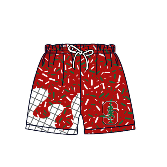 Preorder (moq 5)Baby Boys Red Sprinkles Drip Block S With Tree Shorts Bottom