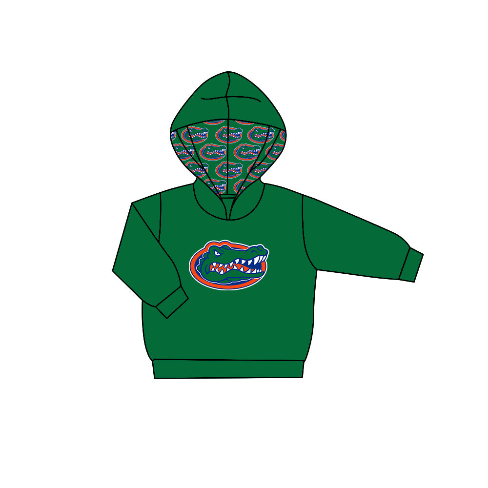 Preorder (moq 5)Baby Boys Dark Green Long Sleeves Crocodiles Team Hoodies Top
