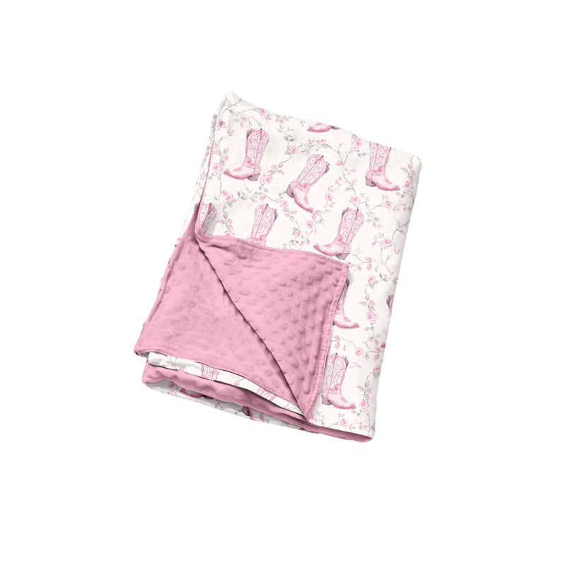 Preorder(moq5) Baby Girls Blanket High-Quality Cute Print Double Layer Soft Minky Dot Plush Blanket