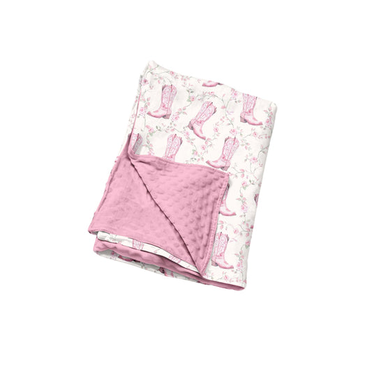 Preorder(moq5) Baby Girls Blanket High-Quality Cute Print Double Layer Soft Minky Dot Plush Blanket