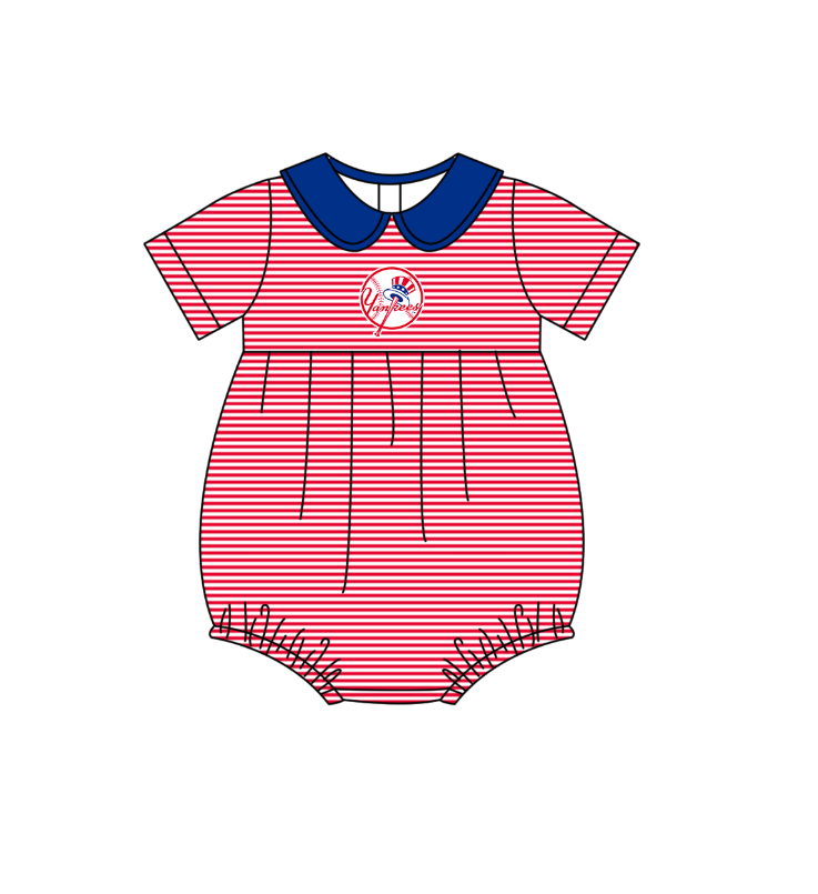 Preorder (moq 5)Baby Girls Short Sleeve New York Yankees Team Ruffle Rompers