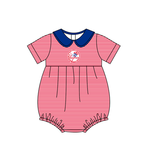 Preorder (moq 5)Baby Girls Short Sleeve New York Yankees Team Ruffle Rompers